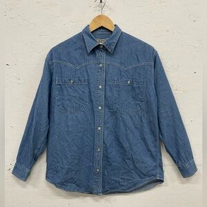 Y2K Brody Denim Pearl Snap Shirt, Size S